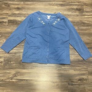 Northern Reflections Blue Embroidered Floral Cardigan